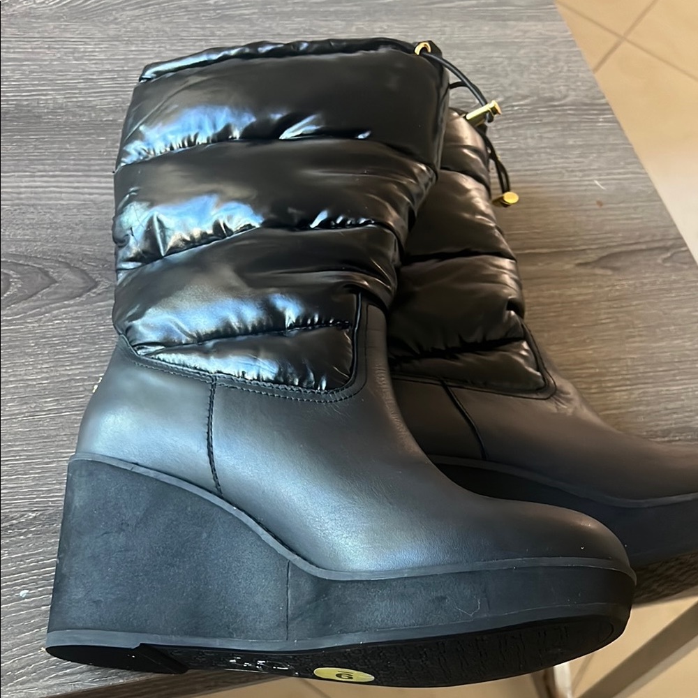 Ralph Lauren Black Wedge Winter Boots - Picture 2 of 9